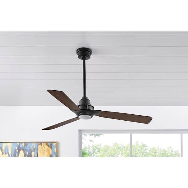 Ester 54 in. White Color Changing Integrated LED Indoor/Outdoor Matte Black Ceiling Fan with Light Kit and Remote