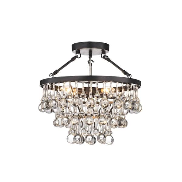 DESwan Contemporary 16.1 in. 5-Light Black and Brown Finish Semi-Flush Mount
