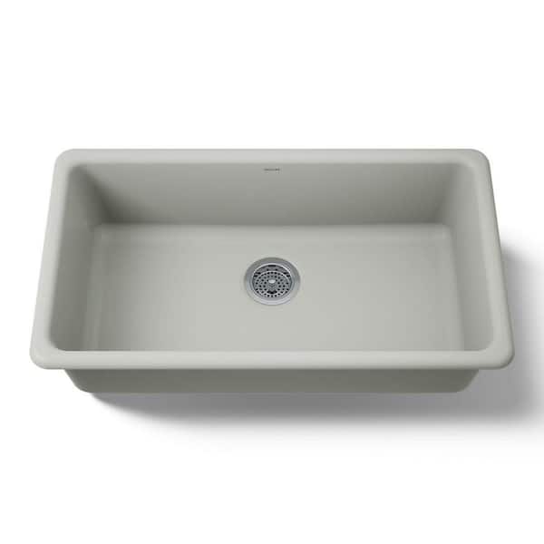 Iron/Tones 33 in. Drop-in Single Bowl Sea Salt Cast Iron Kitchen Sink