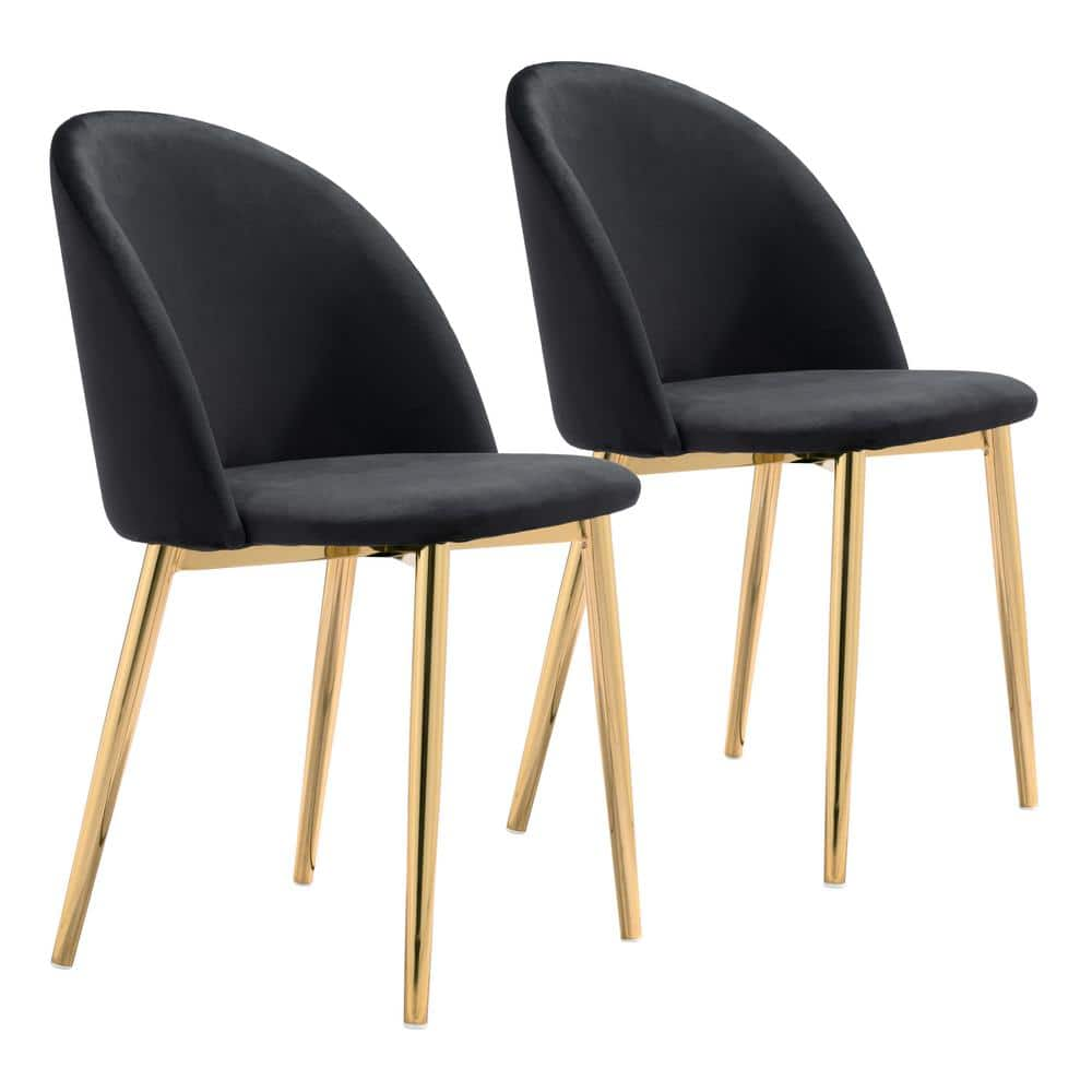 Cozy Black, Gold Polyester Dining Side Chair Set of 2 -  ZUO, 101556