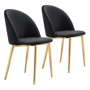 Cozy Black, Gold Polyester Dining Side Chair Set of 2