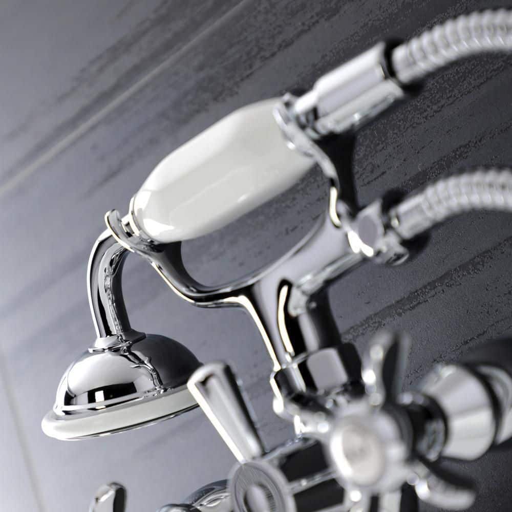 Polished Chrome Wall Mount Clawfoot Tub Faucet with Hand Shower