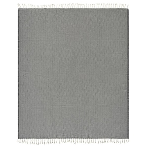 Zadie Black/White Geometric Farmhouse Organic Turkish Cotton Throw Blanket