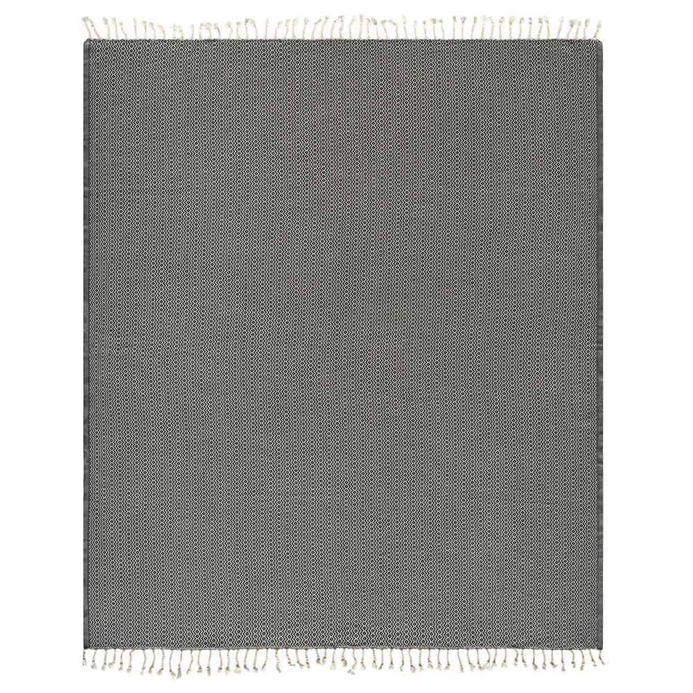 Zadie Black/White Geometric Farmhouse All Natural Turkish Cotton Throw Blan