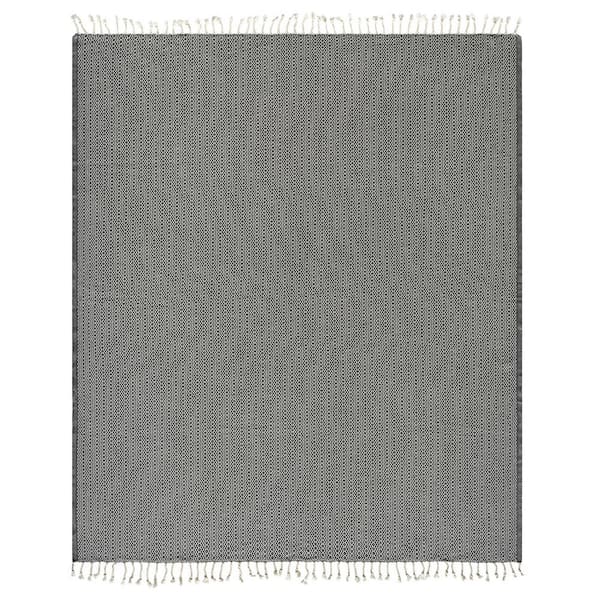 Unbranded Zadie Black/White Geometric Farmhouse All Natural Turkish Cotton Throw Blanket