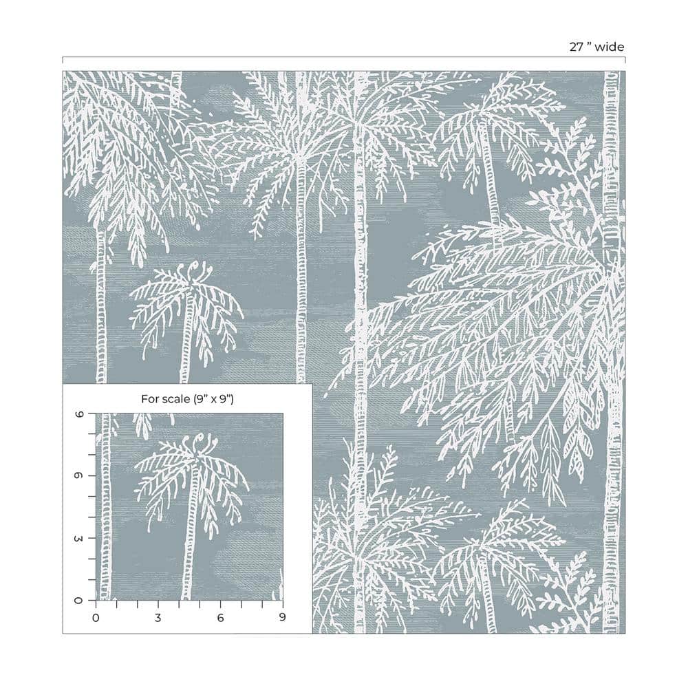 Bluestone Palm Grove Embossed Vinyl Wallpaper Roll
