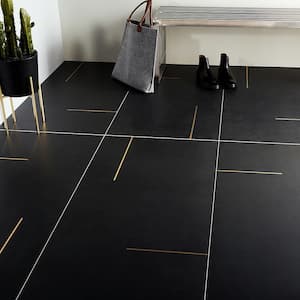 Stria Bar Black 23.62 in. x 47.24 in. Matte Porcelain Floor and Wall Tile (15.49 sq. ft. / Case)