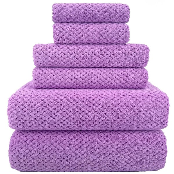 6-Piece Lavender Quick Dry Super Soft Microfiber Towel Set