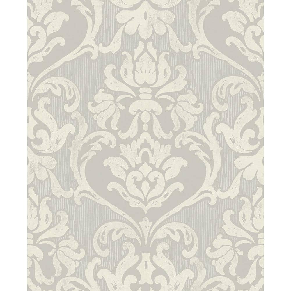 Antique Grey Damask Removable Washable Wallpaper Roll