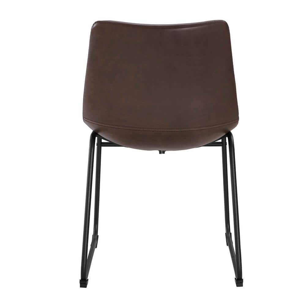Industrial Brown Faux Leather and Metal Dining Chair Set
