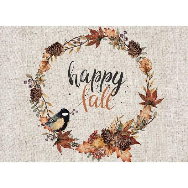 Morgan Home Happy Fall Wreath 18 in. x 13 in. Multi Polypropylene Placemats (Set of 4)