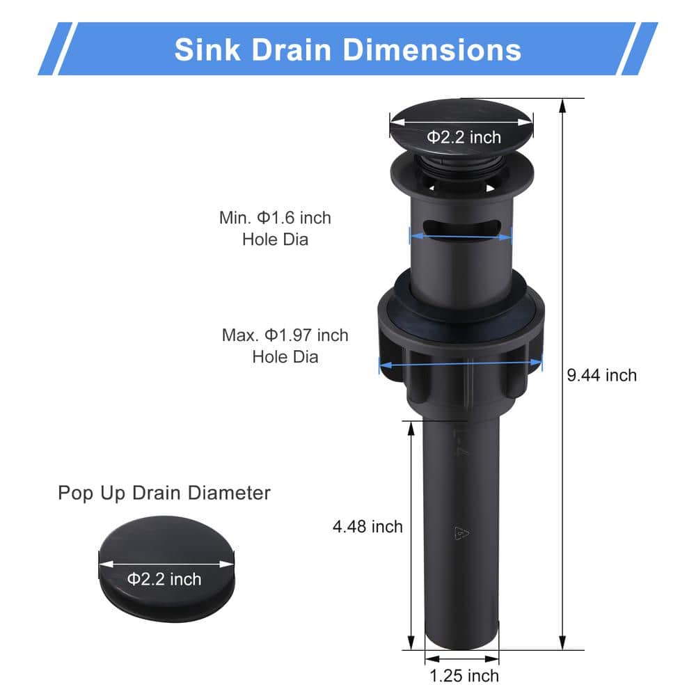 Oil Rubbed Bronze Pop-Up Bathroom Sink Drain Assembly