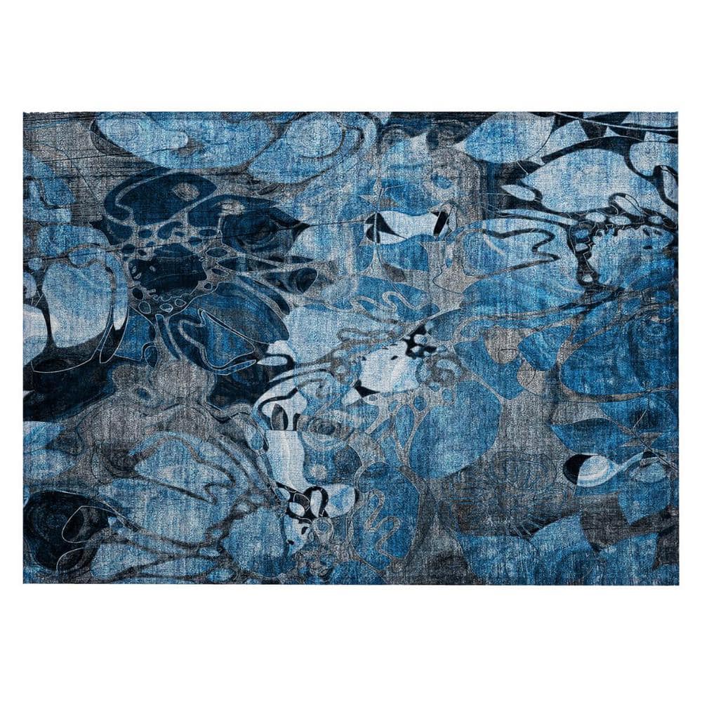 Blue and Gray 2 ft. x 3 ft. Woven Floral Rectangle Indoor/Outdoor Area Rug price history on PriceWatchPro