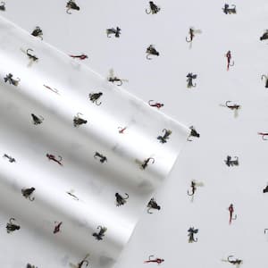 Fishing Flies 4-Piece Multi-Colored Wildlife 200-Thread Count Cotton Percale Queen Sheet Set