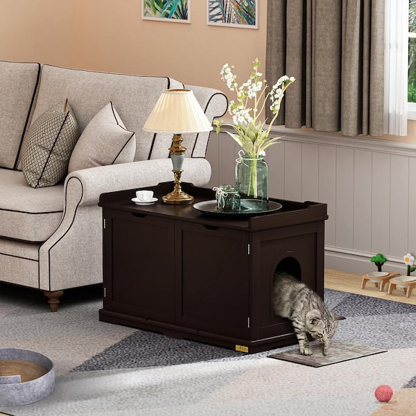 COZIWOW Cat Litter Box Enclosure Large Box House with Table