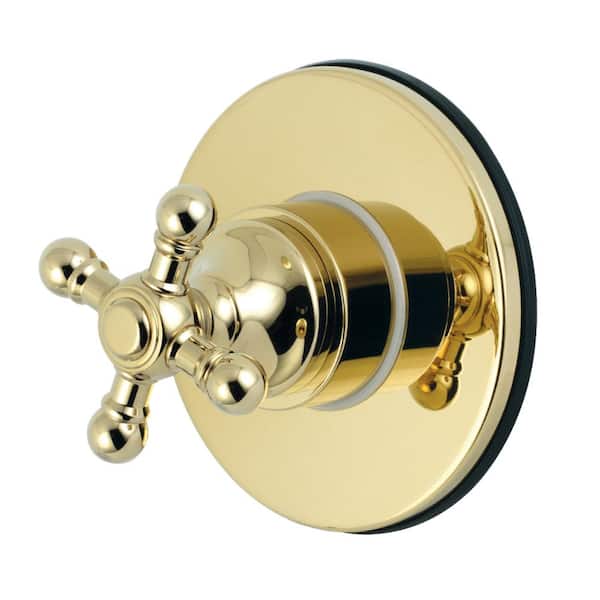 Single-Handle 1-Hole Wall Mount Three-Way Diverter Valve with Trim Kit in Polished Brass
