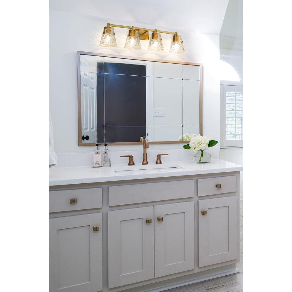 Analia Modern Gold 4-Light Vanity with Textured Glass Shades