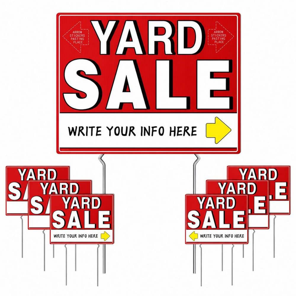 7 Pack Double-Sided 17 x 13 in. Weatherproof Plastic Yard Sale Signs with Metal Stakes and Arrow Stickers price history on PriceWatchPro