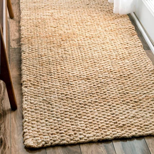 Hailey Farmhouse Solid Jute Tan 3 ft. x 8 ft. Runner Rug