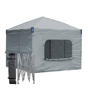 10 ft. x 10 ft. Pop Up Canopy Tent with Removable Sidewall,with Roller Bag-Gray