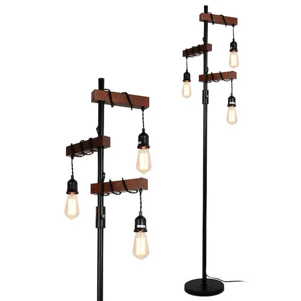 CIPACHO 65.01 in. Brown 1-Light Lantern Smart Floor Lamp with Remote Control  and APP, Tall Standing Lamp with Rattan Lampshade ZZ1430YC19 - The Home  Depot