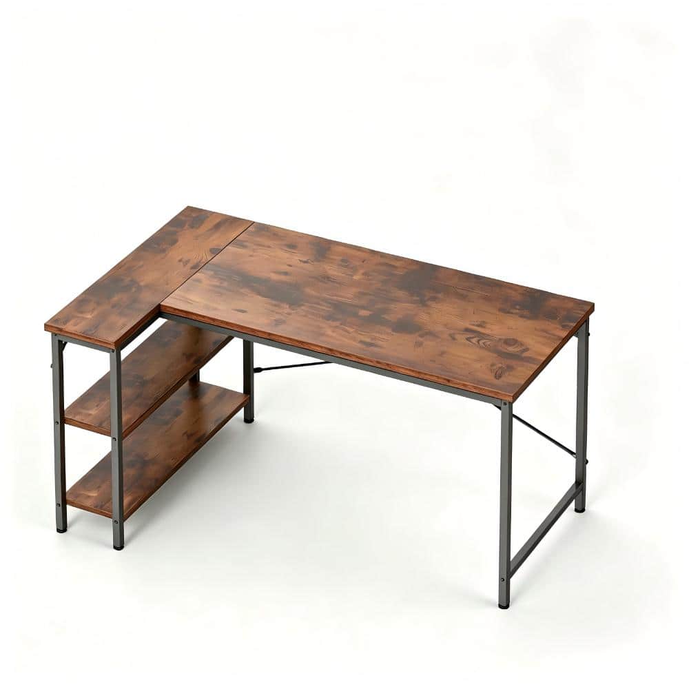 Versatile L-Shaped Desk with 39-55 Inch Reversible Storage Rack Design price history on PriceWatchPro