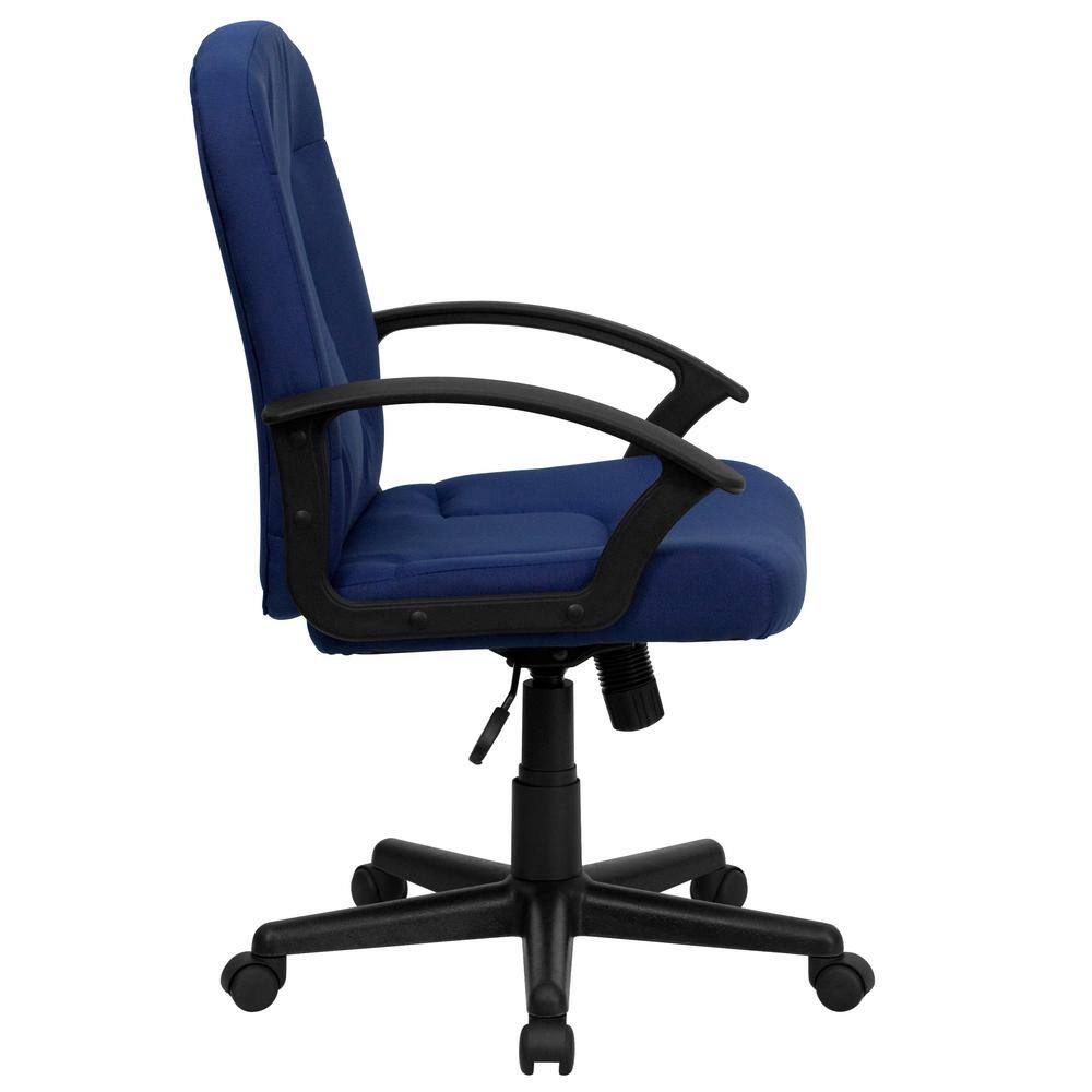 Navy Elegance Swivel Mid-Back Executive Chair with Fabric Upholstery