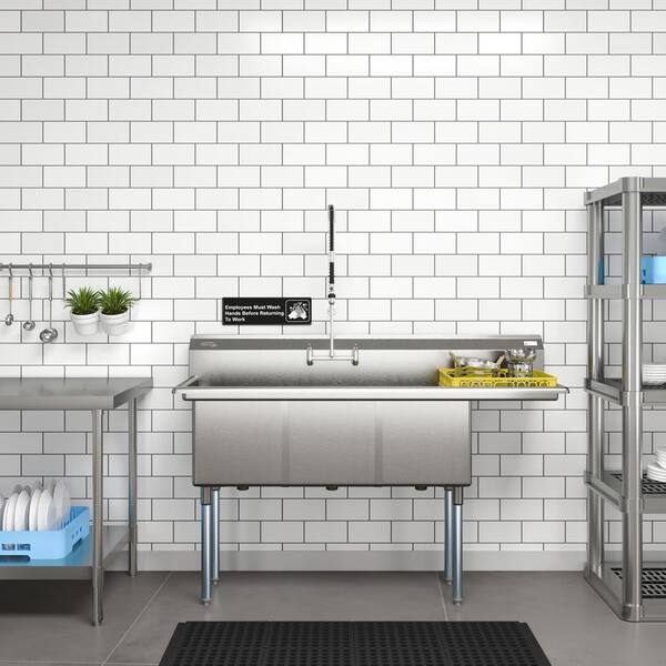 Koolmore 63 in. Three Compartment Commercial Sink, Bowl Size