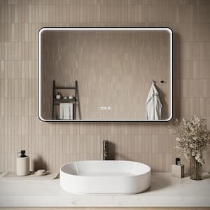 40 in. W x 28 in. H Rectangular Framed LED Light Anti-Fog Dimmable Color Temperature Change Wall Bathroom Vanity Mirror