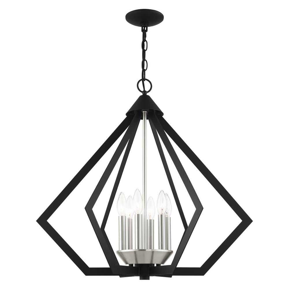 Prism 6-Light Black and Nickel Steel Chandelier