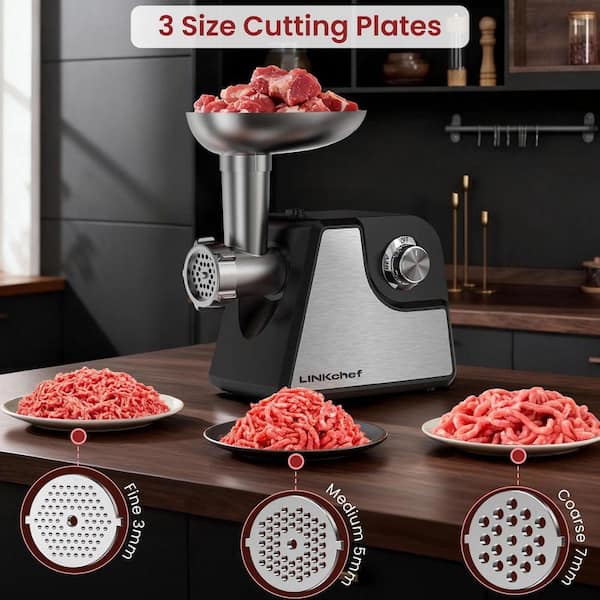 Electric Black Meat Grinder. 2400W Max Meat Grinders, 2 Speeds, 3