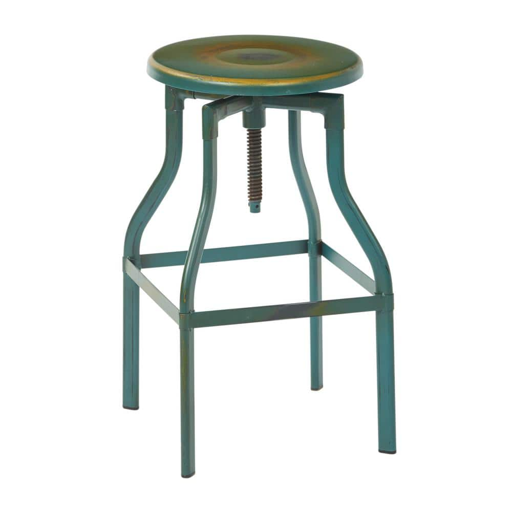 Osp Home Furnishings Eastvale 30 Metal Bar Stool In Antique Turquoise Etv30as Atq The Home Depot