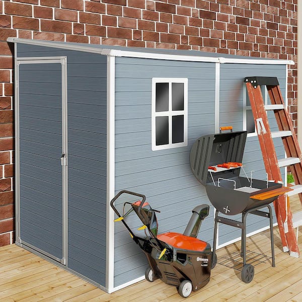ToolCat 4 x 8 ft. Outdoor Waterproof Resin Storage Shed with Floor