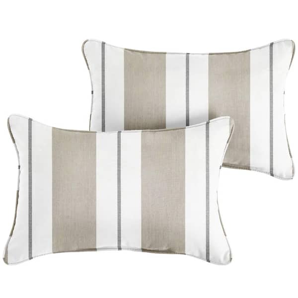 SORRA HOME Sunbrella Relate Linen Rectangle Indoor/Outdoor Lumbar Pillow (2-Pack)