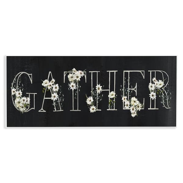 Stupell Industries Chalkboard and Floral Gather by Nan Unframed Nature Graphic Art Print 7 in. x 17 in.