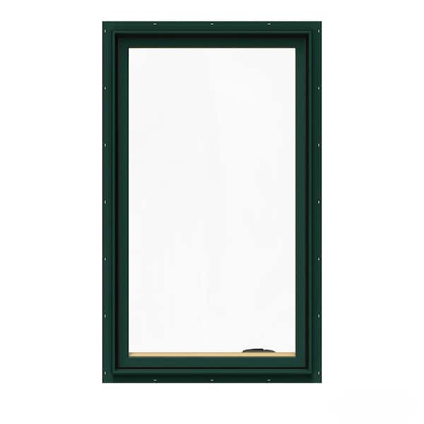 JELD-WEN 28.75 in. x 48.75 in. W-2500 Series Green Painted Clad Wood Right-Handed Casement Window with BetterVue Mesh Screen