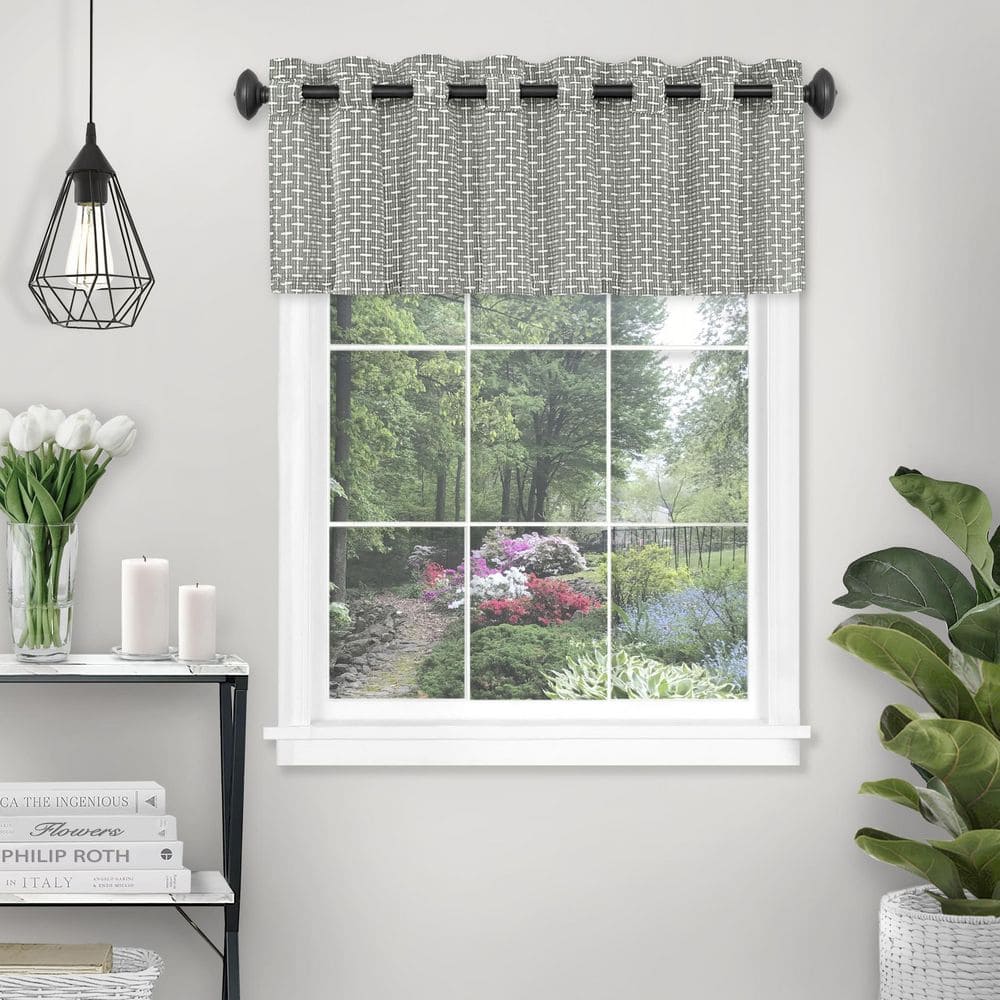 Gray Textured Light Filtering Rod Pocket Valance, 58" x 13"