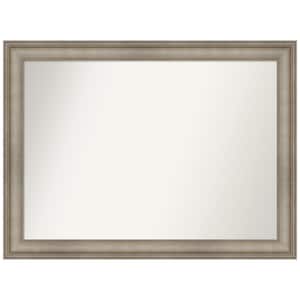 Mezzanine Antique Silver Narrow 43.5 in. W x 32.5 in. H Rectangle Non-Beveled Wood Framed Wall Mirror in Silver