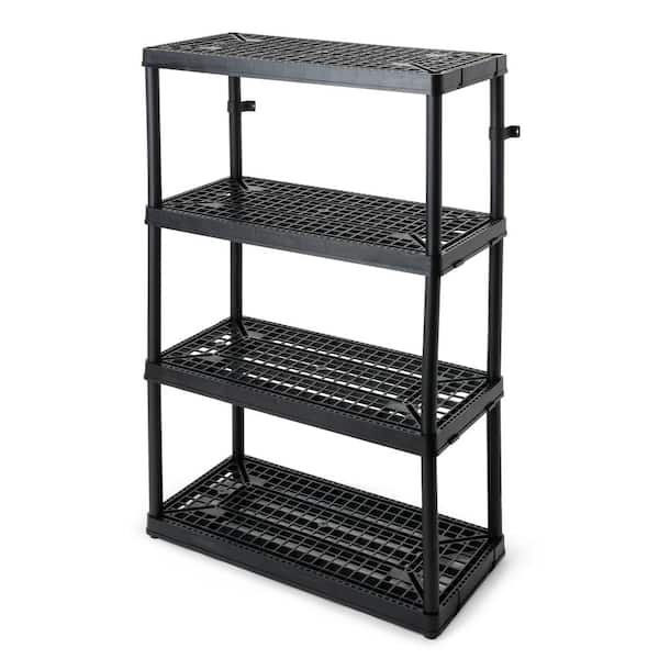 GRACIOUS LIVING Black 4-Tier Plastic Garage Storage Shelving Unit (36 in. W x 54 in. H x 18 in. D)