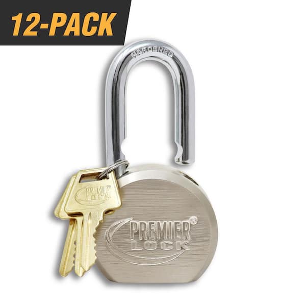 2-5/8 in. Premier Solid Steel Commercial Gate Keyed Padlock with Long Shackle and 36 Keys Total (12-Pack, Keyed Alike)