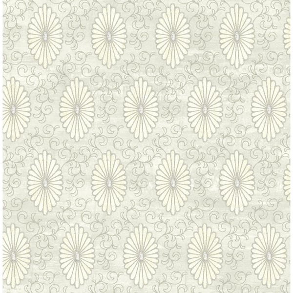 Seabrook Designs Palladium Metallic Ivory and Grey Medallion Paper Strippable Roll (Covers 56.05 sq. ft.)