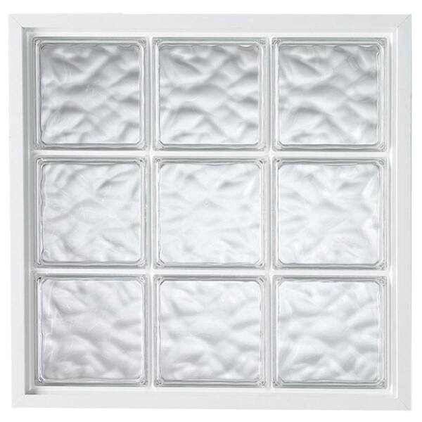 Hy-Lite 31.5 in. x 31.5 in. Glass Block Fixed Vinyl Windows Wave Pattern Glass - White