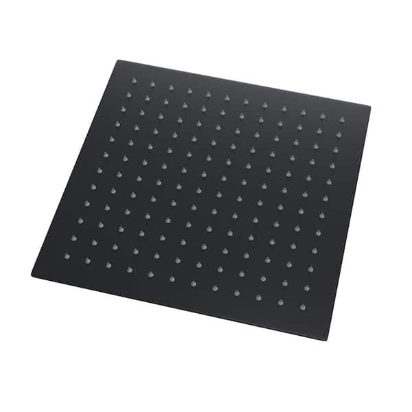 LORDEAR 1-Spray Patterns 10 in. Square Ceiling Mount Rainfall Fixed Shower Head with Adjustment Angle in Matte Black