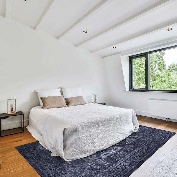 3 ft. x 5 ft. Black Gray Abstract Washable for Bedroom, Dining Room, Living Room Area Rug