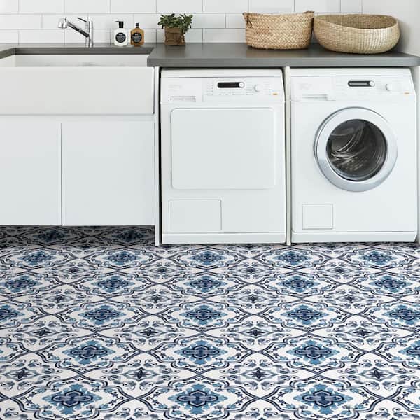 Marrakesh 12 in. W x 12 in. L Blue Peel & Stick Vinyl Tile Flooring (20 sq. ft./case)