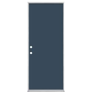 32 in. x 80 in. Flush Right-Hand Inswing Night Tide Painted Steel Prehung Front Exterior Door No Brickmold