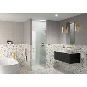 24.5 in. W x 78 in. H Pivot/Hinged Frameless Shower Door in Satin Brass - Door Only - Width Adj 24.875 - 25.275