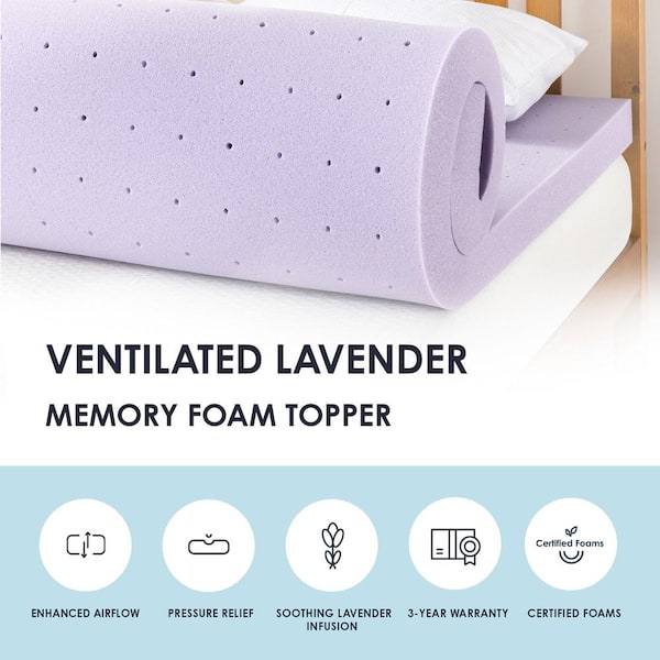 MELLOW 3 in. Full 5-Zone Memory Foam Mattress Topper with Lavender Infusion  HD-5ZMF-3FL - The Home Depot