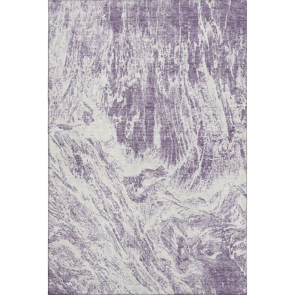Addison Rugs Mayfield Premium Machine Washable Abstract AMF971 Purple 9 ft. x 12 ft. Area Rug