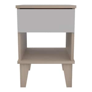 Sand Oak and White 1-Drawer 12.99 in. W Nightstand